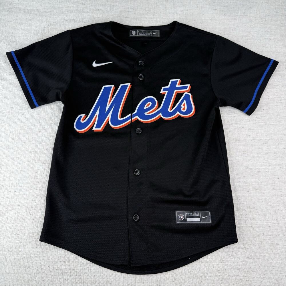 Nike New York Mets Baseball Jersey Black/Blue 100% Authentic Youth 8 Size S